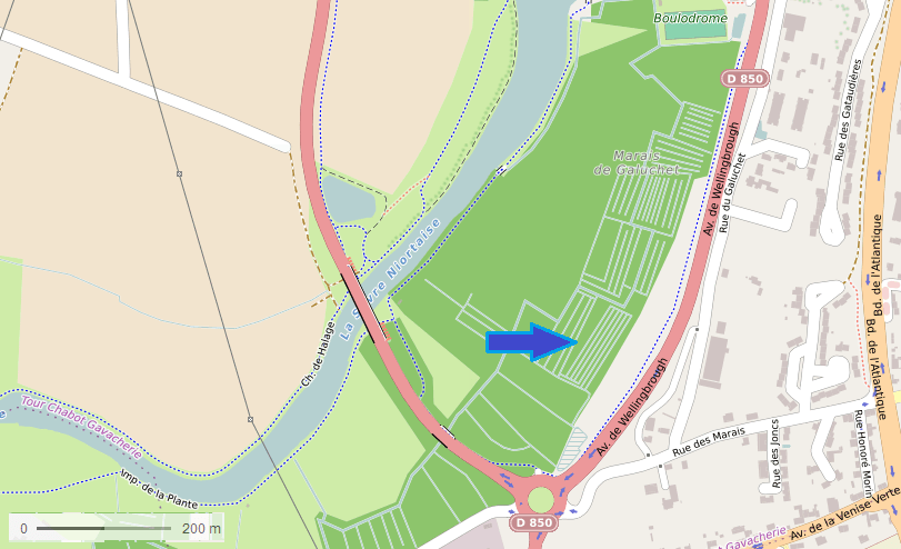 Localisation de la parcelle du marais du Galuchet acquise par le GODS (source: géoportail)